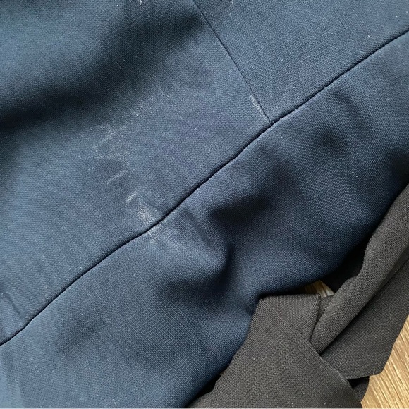 BADGLEY MISCHKA Navy Belted V-Neck Puff Sleeve Sheath Dress Size 2 - Picture 14 of 14